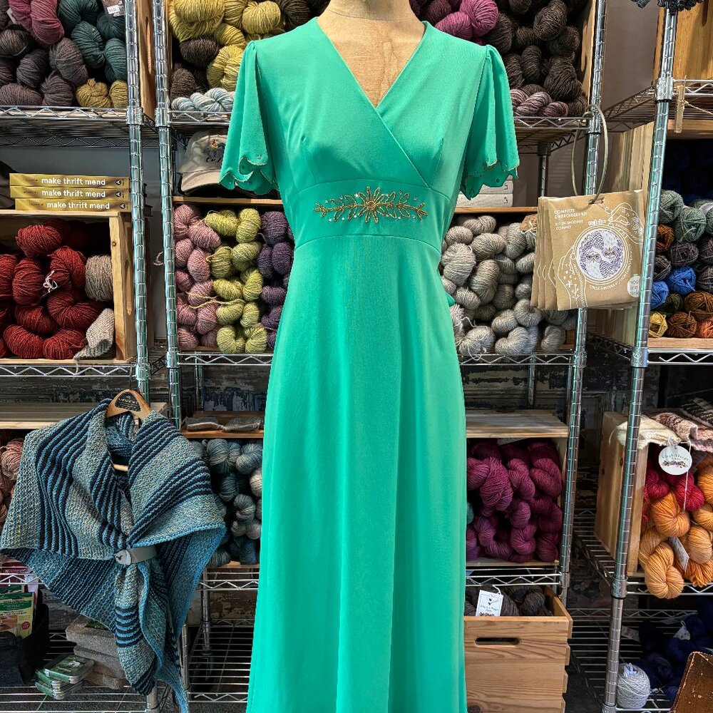 Teal Thai Beaded Formal Dress, Size 2